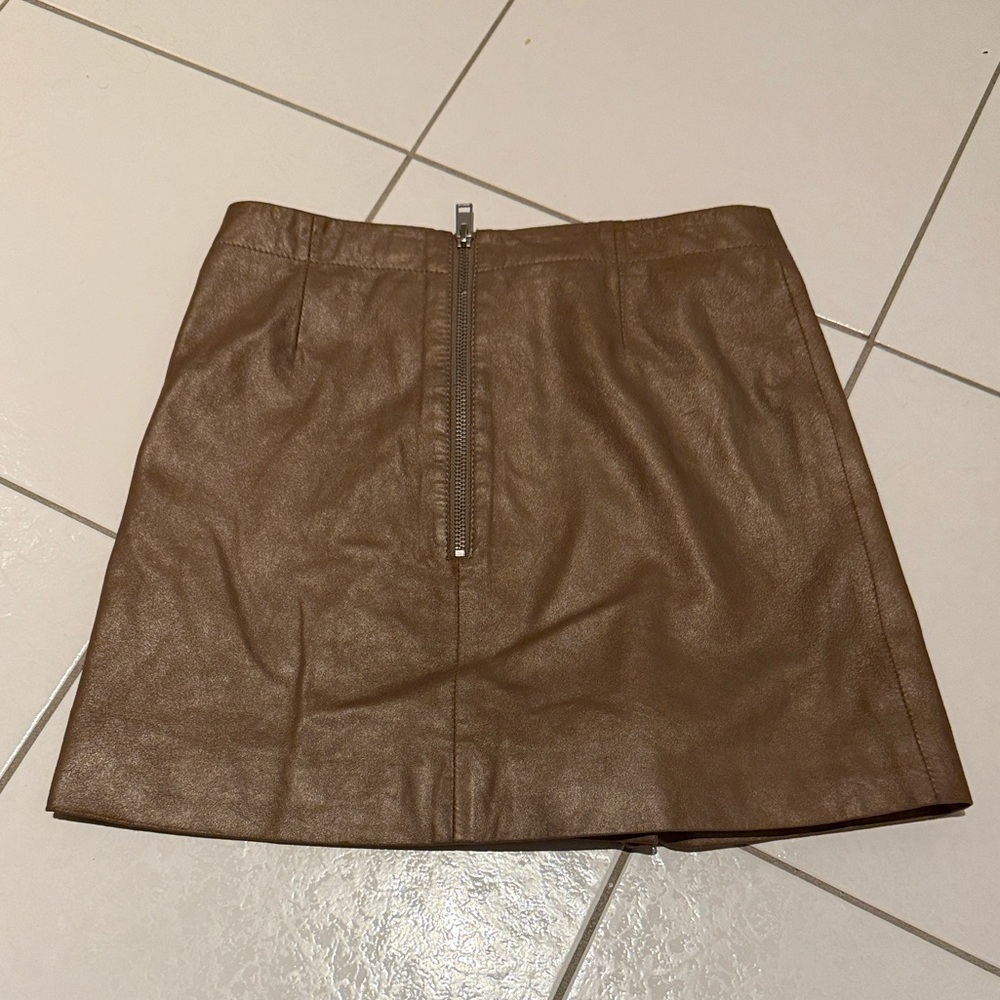 All Saints Tan Leather Mini Skirt